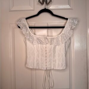 Elegant White Ruffled Women's Corset Top